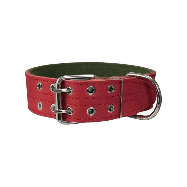 15 18 Neck Circumference Leather Dog Collar Red Wide Padded Durable