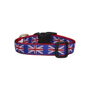 15-21-Inch Adjustable Union Jack Dog Collar for Large Breed Dogs