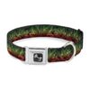 15 26 Inch Neck Large Seatbelt Buckle Dog Collar with Marijuana Haze Rasta Design