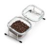 15 Degree Tilted Glass Cat Food Bowl with Stainless Steel Stand for Cats and Little Dogs