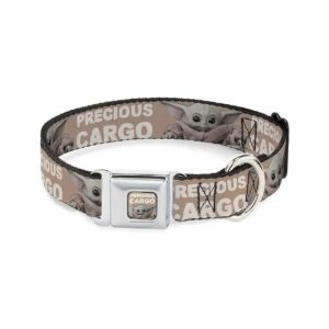 15 to 26 Inch Dog Collar with Star Wars The Child Sitting Pose and Seatbelt Buckle