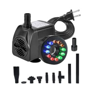 15W LED Fountain Water Pump with Colorful Lights for Aquarium Tank and Pond Decor