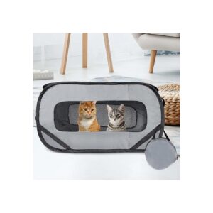 15x15x25 In Grey Pet Playpen and Pop-Up Tent for Small to Medium Sized Pets