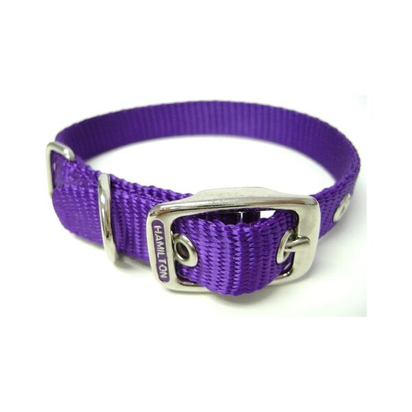 16-Inch Single Thick Nylon Dog Collar in Vibrant Purple