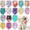 16 Pieces Soft Triangle Dog Scarf Bibs for Small Large Pets Floral Design Pet Accessories