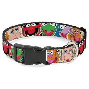 17 inch Neck Muppets Faces Polyester Dog Collar 1 inch Wide CLOSE-UP Pattern Black