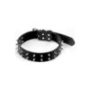 18 Adjustable Spiked Dog Collar in Black Leather for Comfort and Protection