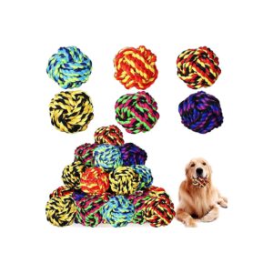 18 Pcs Dog Rope Ball Toy for Puppies Kittens Teething Chew Biting Training with 6 Colors