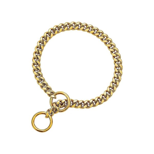 18K Gold Chain Collar with 10MM Wide Links for Small, Medium, Large Dogs