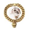 18K Gold Cuban Link Stainless Steel Cat Collar with Custom Tag and Gold Bell