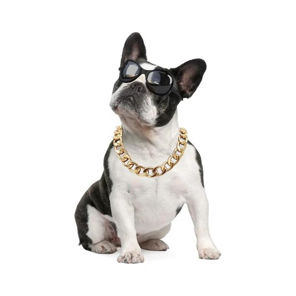 18K Gold Plated Dog Chain Collar with Cuban Link Pattern for Dog Owners