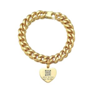 18K Gold Tone Cat Collar with Chew Proof Cuban Link Chain and Engravable Custom Tag