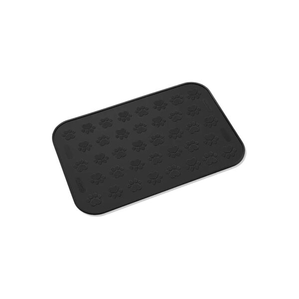 19 x 12 Black Dog Food Mat with Non-Slip Surface and Waterproof Design