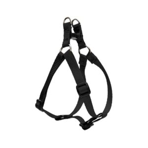 2 Inch Black Nylon Small Dog Harness with Adjustable Girth 12 to 18 Inches