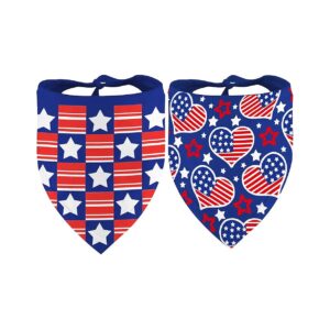 2 Pack 4th of July Dog Bandanas for Dogs and Other Pets Perfect Patriotic Pet Accessory