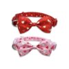 2 Pack Adjustable Valentine's Day Dog Collars with Bow Ties