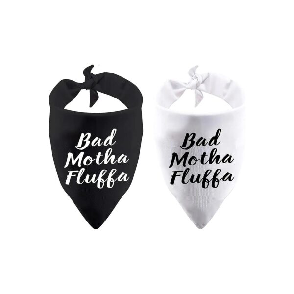 2 Pack Bad Motha Fluffa Phrase Dog Bandana Set