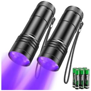 2-Pack Black Light Flashlights with 12 LED for Pet and House Stain Detection