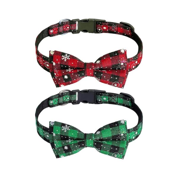 2 Pack Christmas Dog Collars with Adjustable Length for Small to Large Pets