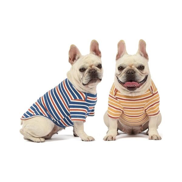 2-Pack Cotton Stripe Dog Shirts for Small Dogs Fashion Pet Clothes