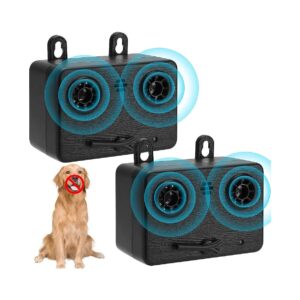 2 Pack Dog Bark Control Devices with 50ft Range and 4 Levels of Deterrence