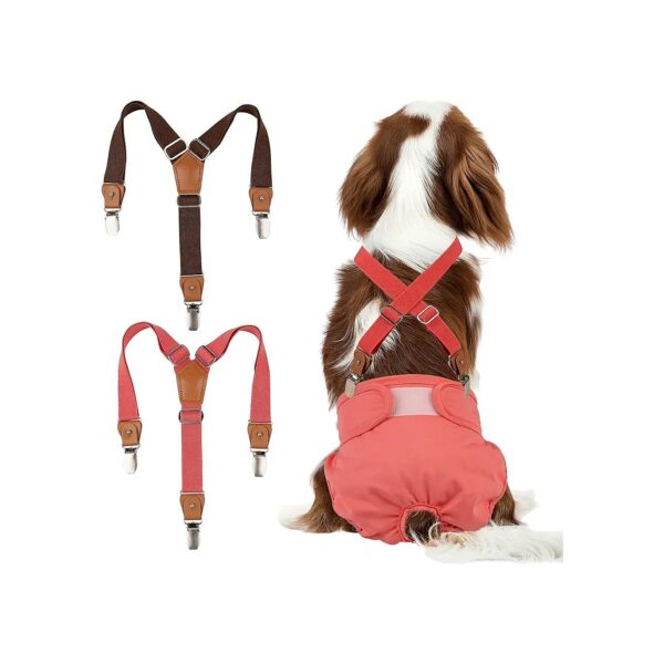 2 Pack Dog Suspenders for Dog Diaper, Soft and Stretchy Webbing, Adjustable Size Range