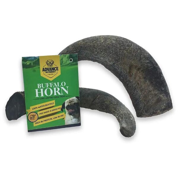 2 Pack Long Lasting 100 Percent Natural Water Buffalo Horn Dog Chews For Over 40 Pounds