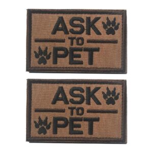 2 Pack Nylon Ask to Pet Morale Patch Badge for Small Dogs