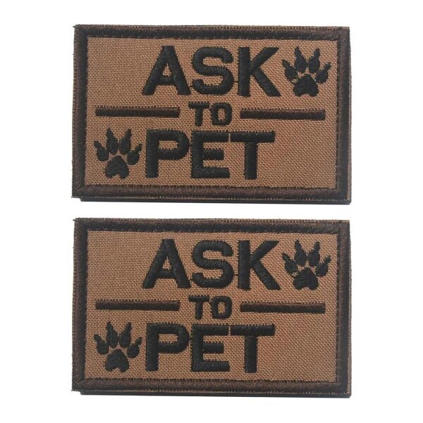 2 Pack Nylon Ask to Pet Morale Patch Badge for Small Dogs