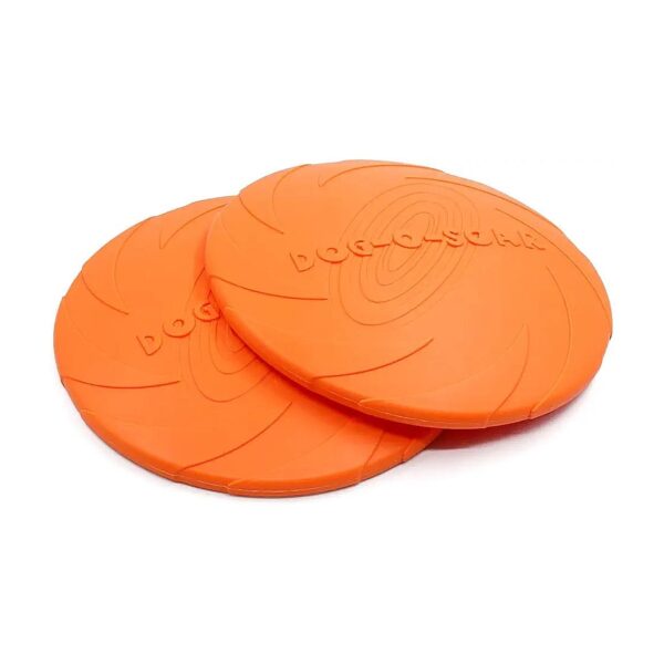 2 Pack Orange Soft Rubber Flying Disc Toy for Medium Large Dogs Chewers Pet Training Toy