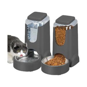 2 Pack Pet Feeder and Water Dispenser Food Feeder and Waterer Set for Kitten Puppy Pets