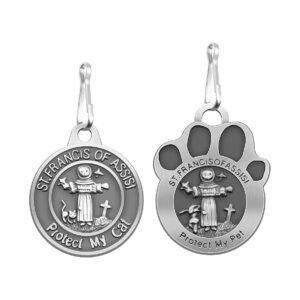 2 Pack Pet Tags with St Francis of Assisi Inscription for Guarding and Blessing Pets