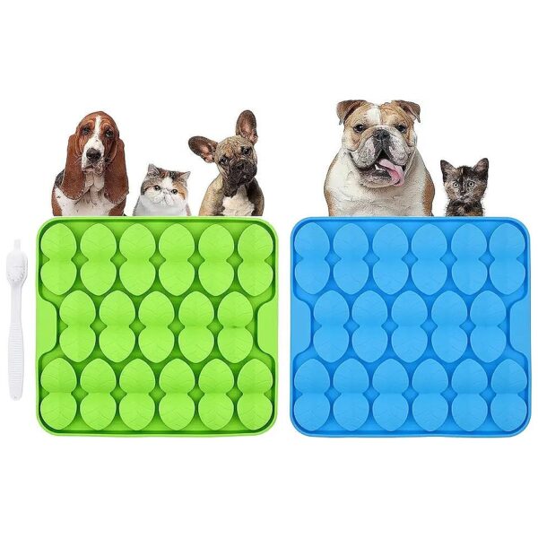 2 Pack Silicone Leaf Dog Feeding Mats for Smell Training and Digestion