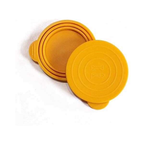 2 Pack Silicone Yellow Mango Pet Food Lids Fits 3 Can Sizes Wet Food Can Covers