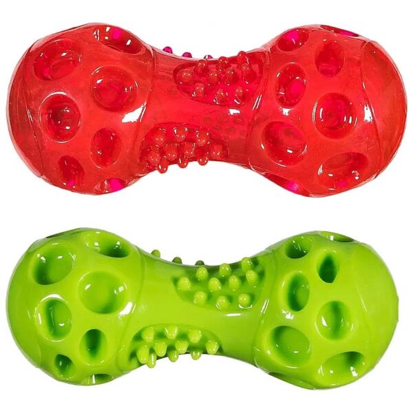 2 Pack Squeak and Light Up Dumbbell Dog Toy for Mental Stimulation