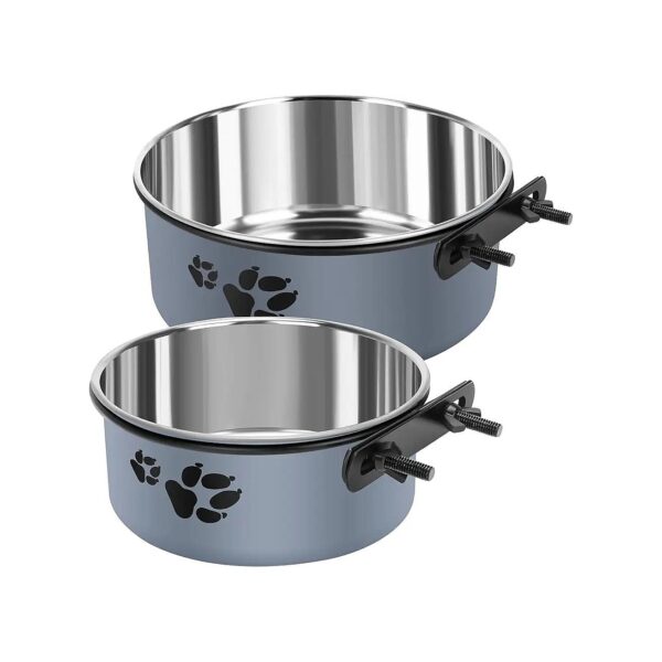 2 Pack Stainless Steel Dog Crate Water Bowl for Small to Medium Size Pets