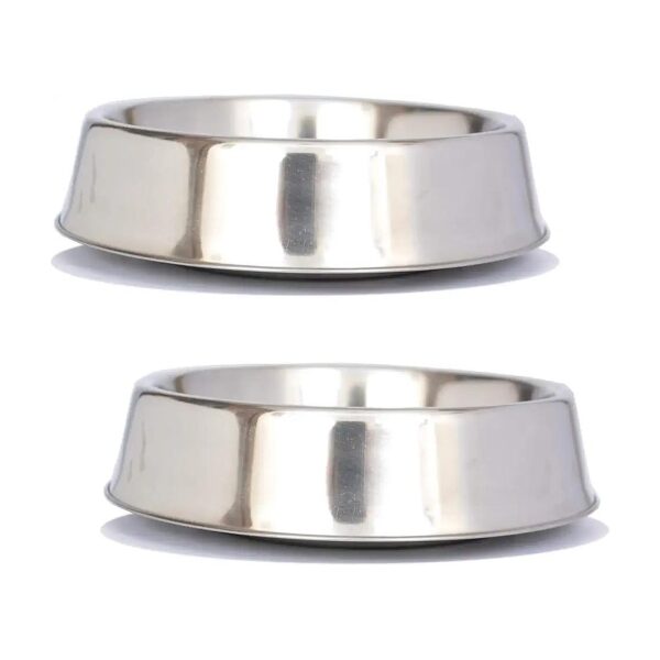 2 Pack Stainless Steel Pet Bowls for Cats and Dogs with Non Skid Base and Raised Rim