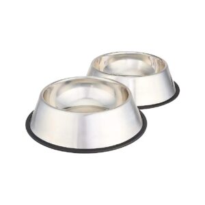 2-Pack Stainless Steel Pet Water and Food Bowls with Non-Slip Bases