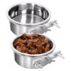 2 Packs Stainless Steel Hanging Water Bowl for Cat and Small Dog Use