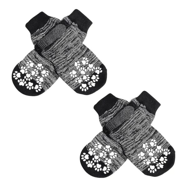 2 Pairs Dog Socks with Straps for Small Medium Large Dogs Paw Protection Grey Medium