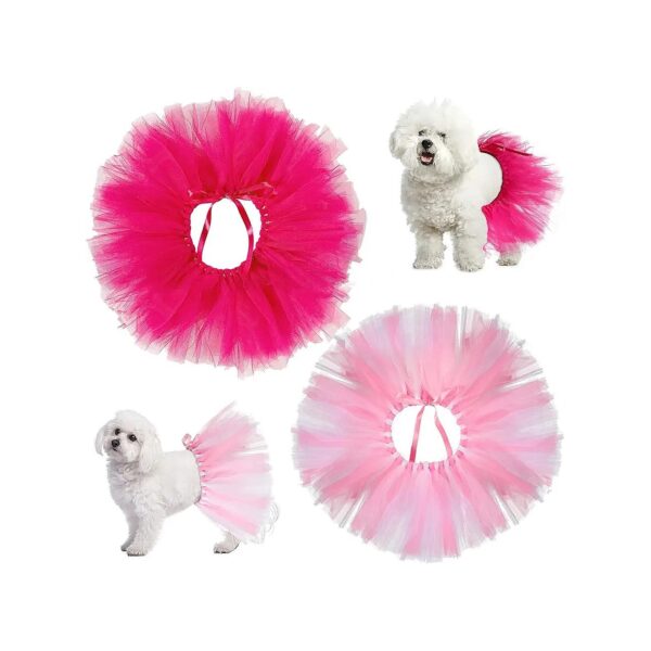 2 Pcs Pink Tutu Skirt, for Small to Large Breeds, 81-43 Inch Chest