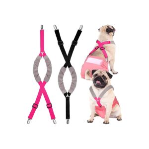 2-Piece Dog Diaper Suspenders for Small to Large Dogs Black Pink Medium