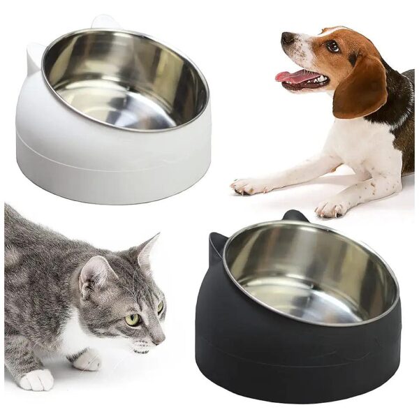 2-Piece Elevated Feeder for Small Pets with Tilted Bowls and Anti-Slip Base