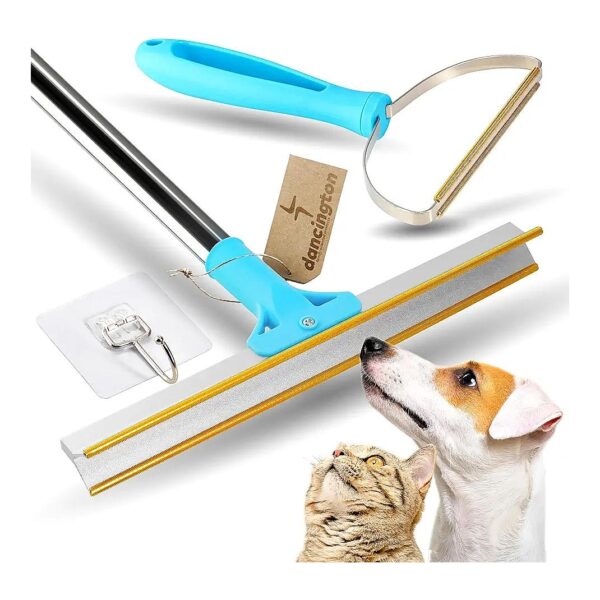 2-Piece Pet Hair Carpet Rake with Adjustable Handle