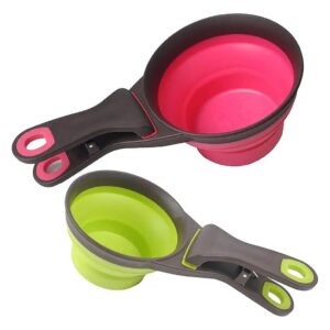 2-Piece Silicone Pet Food Scoop and Measuring Cups in 1 Cup and 1/2 Cup Capacities