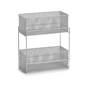 2-Shelf Steel Mesh Storage Unit with Removable Baskets for Small Spaces