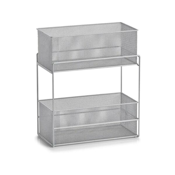 2-Shelf Steel Mesh Storage Unit with Removable Baskets for Small Spaces