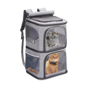 2 Small Pets Can Ride Together, Pet Carrier Backpack with Separate Compartments