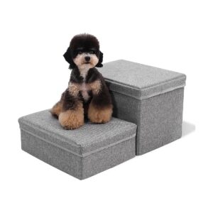 2-Tier Pet Steps for Small Medium Dogs with Storage and Adjustable Step