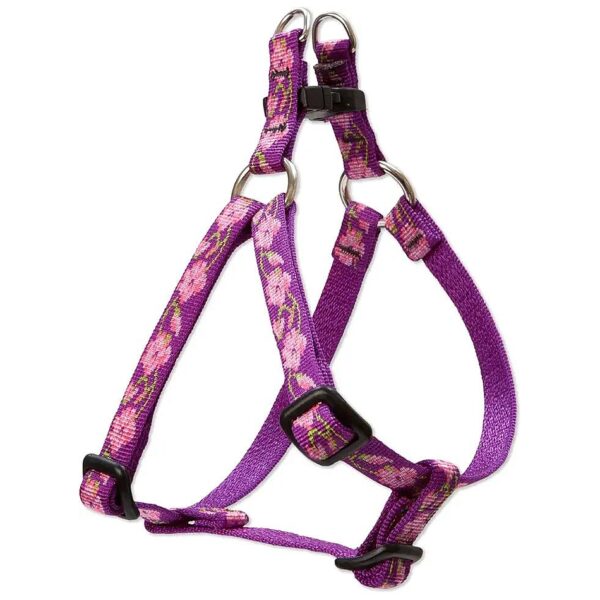 2" Wide Harness for Small Dogs and Puppies with Purple Rose Garden